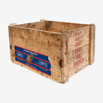 Caisse casier boite en bois vintage ananas domaine de jouvence - martinique