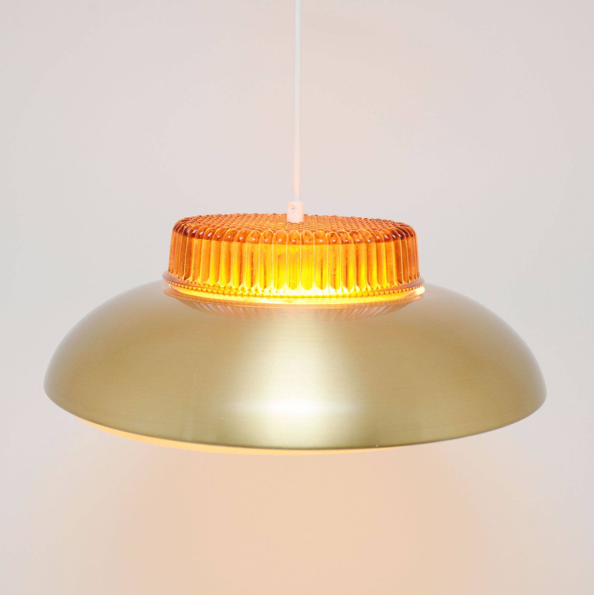 Scandinavian vintage lamp in brass and glass, 60's