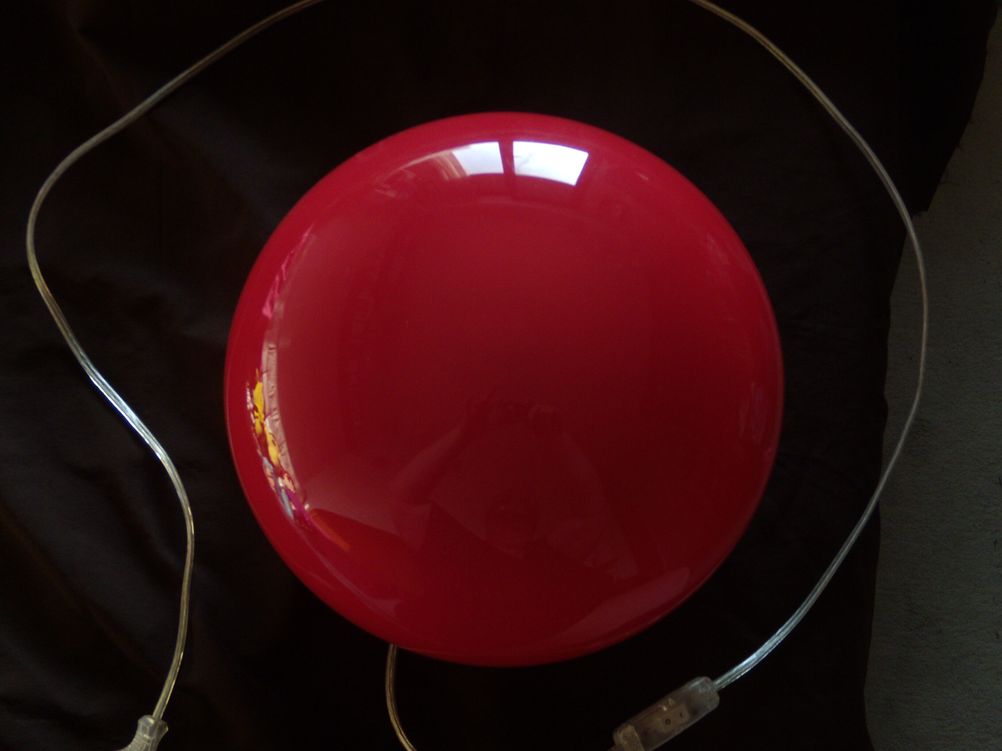 Table lamp flat ball, red mushroom with switch