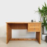 Pair of wicker and bamboo desks, Dal Vera, vintage