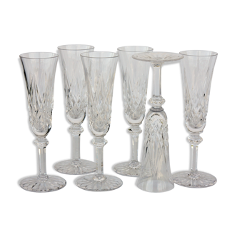 Sammy model series of 6 St. Louis Crystal champagne flutes