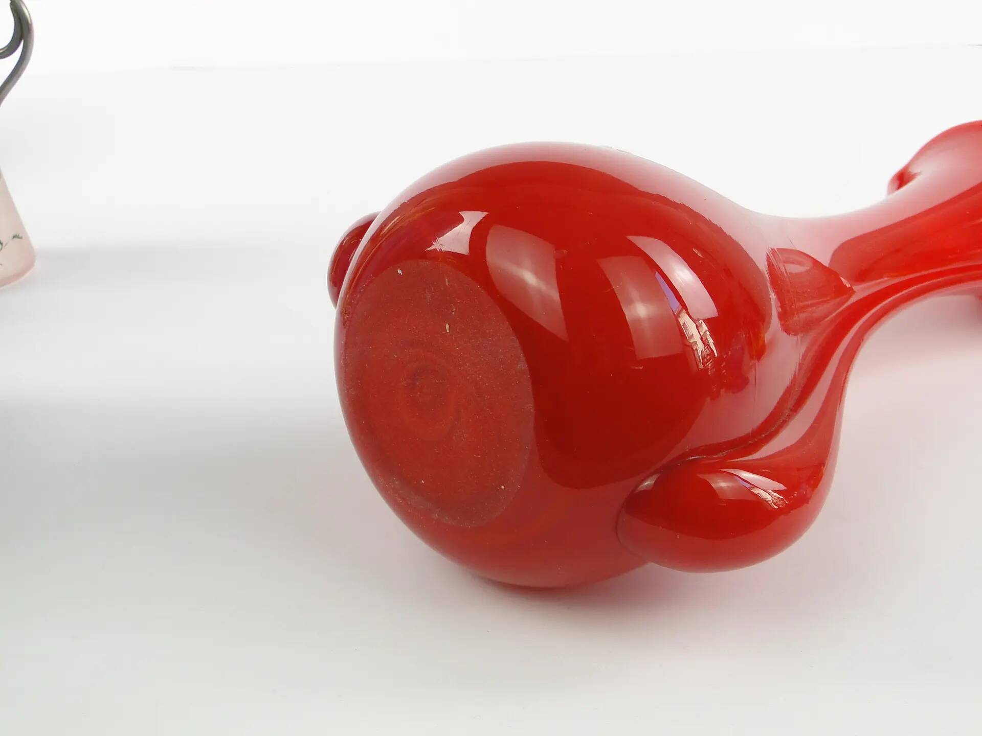 Mid-century modern vase, red glass, Poland, 1970s