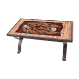 Enameled lava coffee table by Jean Jaffeux