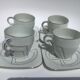 4 fine porcelain cups art deco silver thread