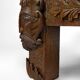 Solid oak coffee table carved with fauns and gray marble top, France, circa 1940