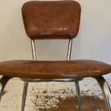 Chaise vintage en skaï marron