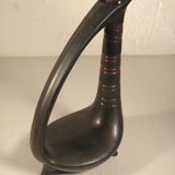 Zoomorphic pitcher vase in black ceramic