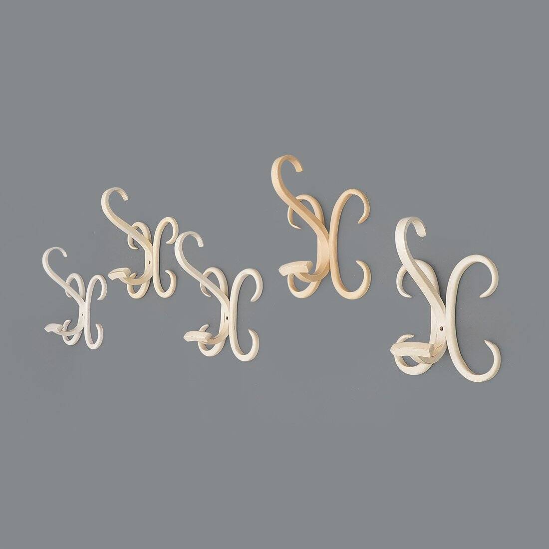 Curved white wooden coat hook, 1960s