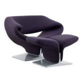 Fauteuil Ribbon et repose-pieds en tissu violet de Pierre Paulin pour Artifort.