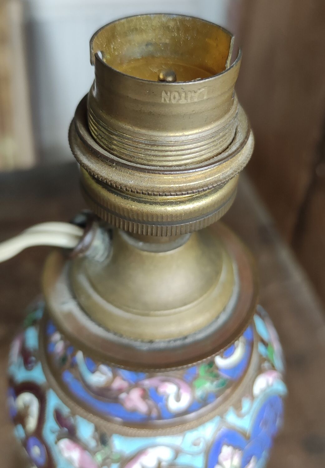 Vase mounted in lamp