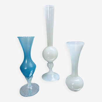 Trio of opaline vases