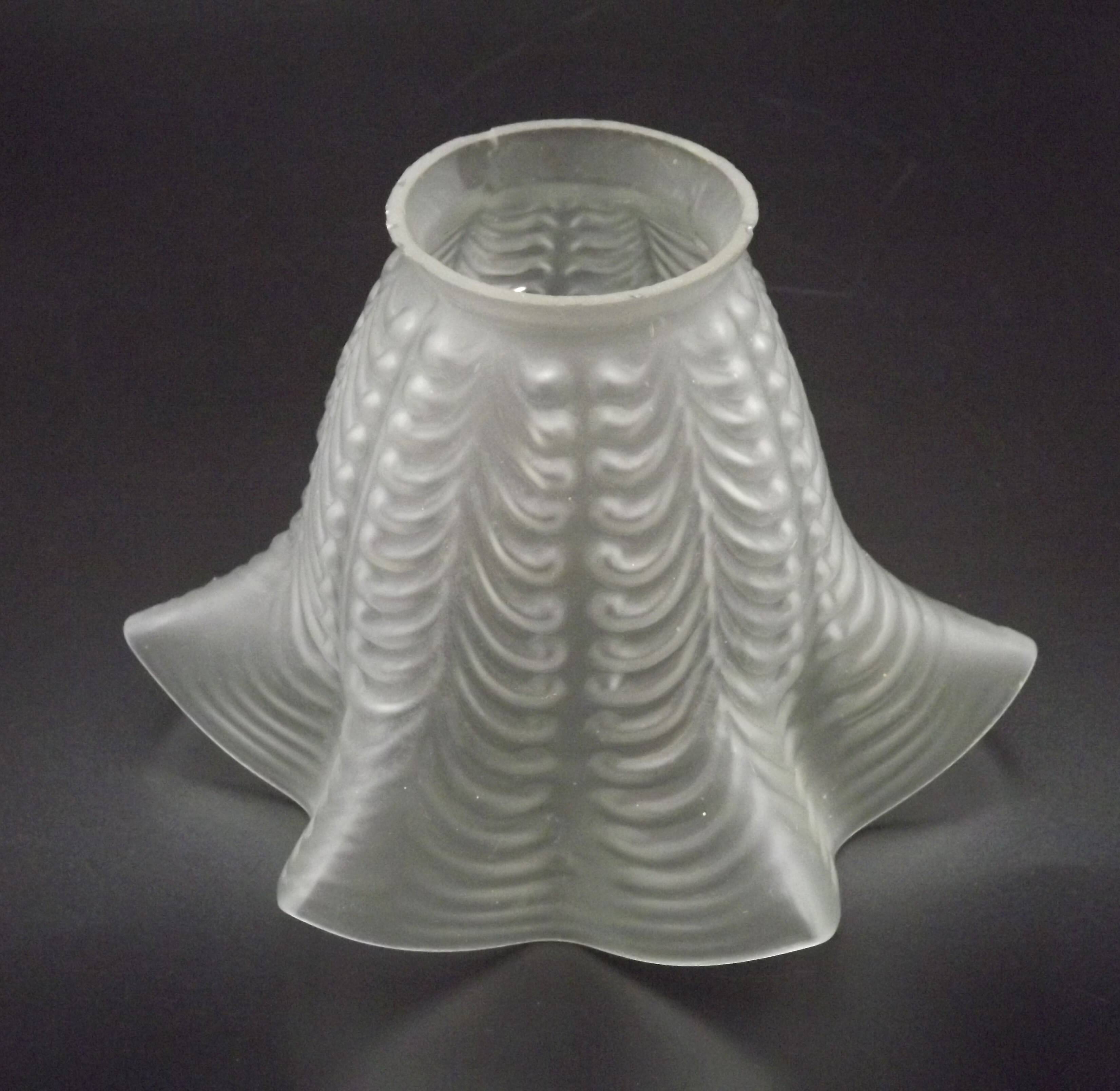 Replacement lampshade in vintage French opaque white glass with fluted edge 0183