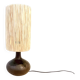 Vintage design lamp base in brown pyrite stoneware with raffia lampshade 1970