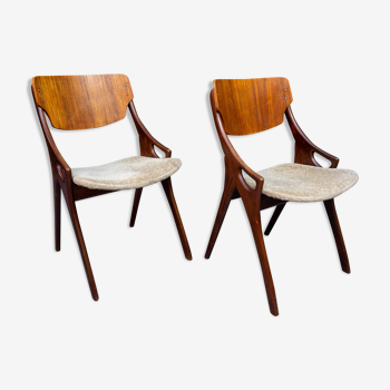 Set of 2 dining room chairs by Arne Hovmand Olsen for Mogens Kold, 1960s