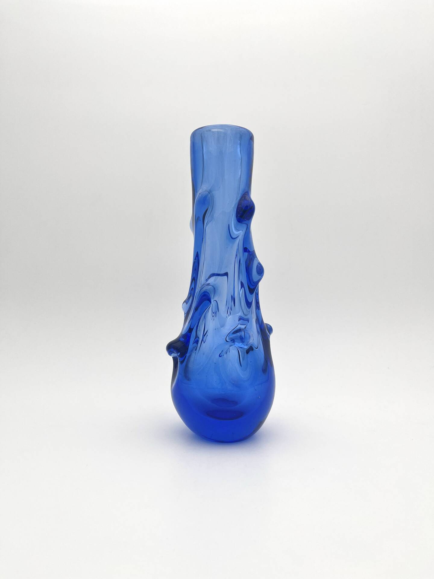 Vase Jan Beránek Chribska Art Glass Blue 27cm 1.68kg Mid-Century