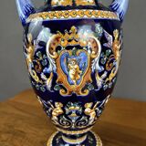 Pair of Gien Ceramic Vases Magnificent Renaissance Decor 20th Century