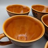 Set of 5 cups or cracked ceramic cider bowl argoat gourin bretagne