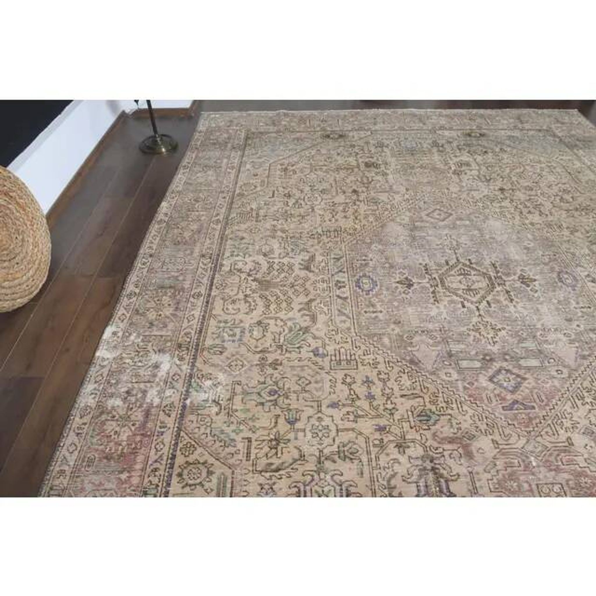 1970s Vintage Persian Handmade Wool Cotton Orange Area Rug 300x386