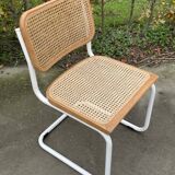 Cesca chair b32 model in white and wood by Marcel Breuer