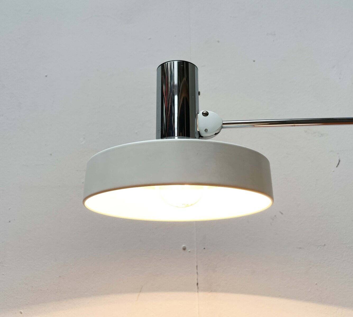 Mid-Century Modern German Minimalist White and Chrome Table Lamp from Kaiser Leuchten, 1960s