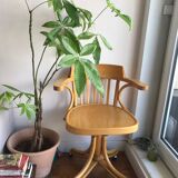 Fauteuil bureau bois Radomsko Zmg Pologne 1950 vintage