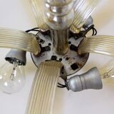 Tall art deco curved glass ceiling light from esc zukov, 1940s