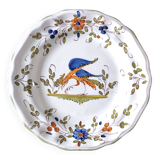 Moustiers earthenware decorative plate with bird