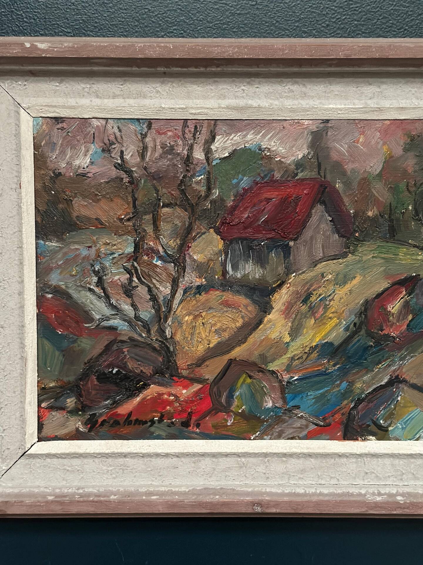 Swedish Oil on Canvas – “Cottage with a Red Roof” by Nils Grahmstad