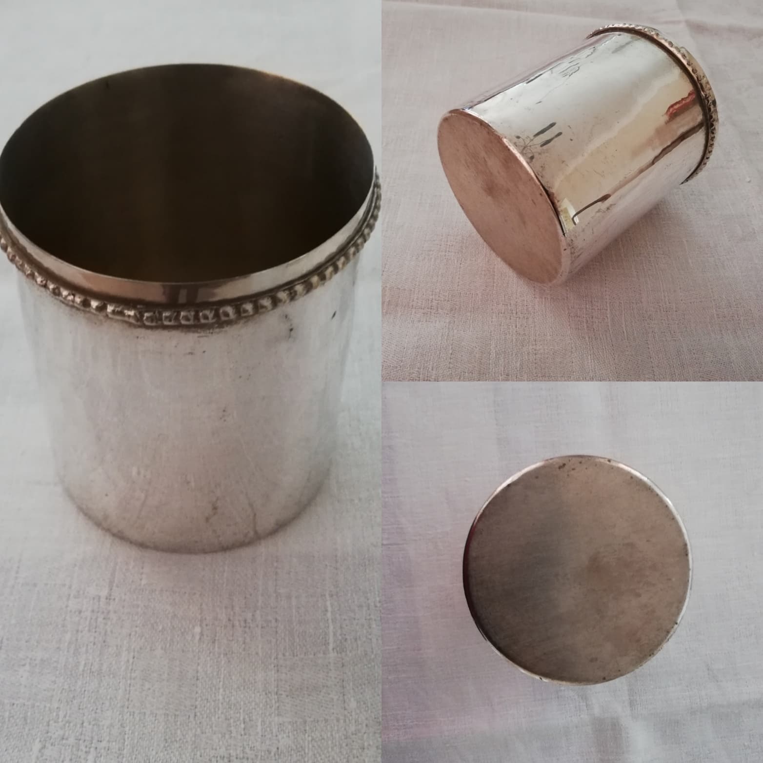 Set of 7 timpani in silver metal