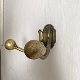 Antique double coat hook in solid brass