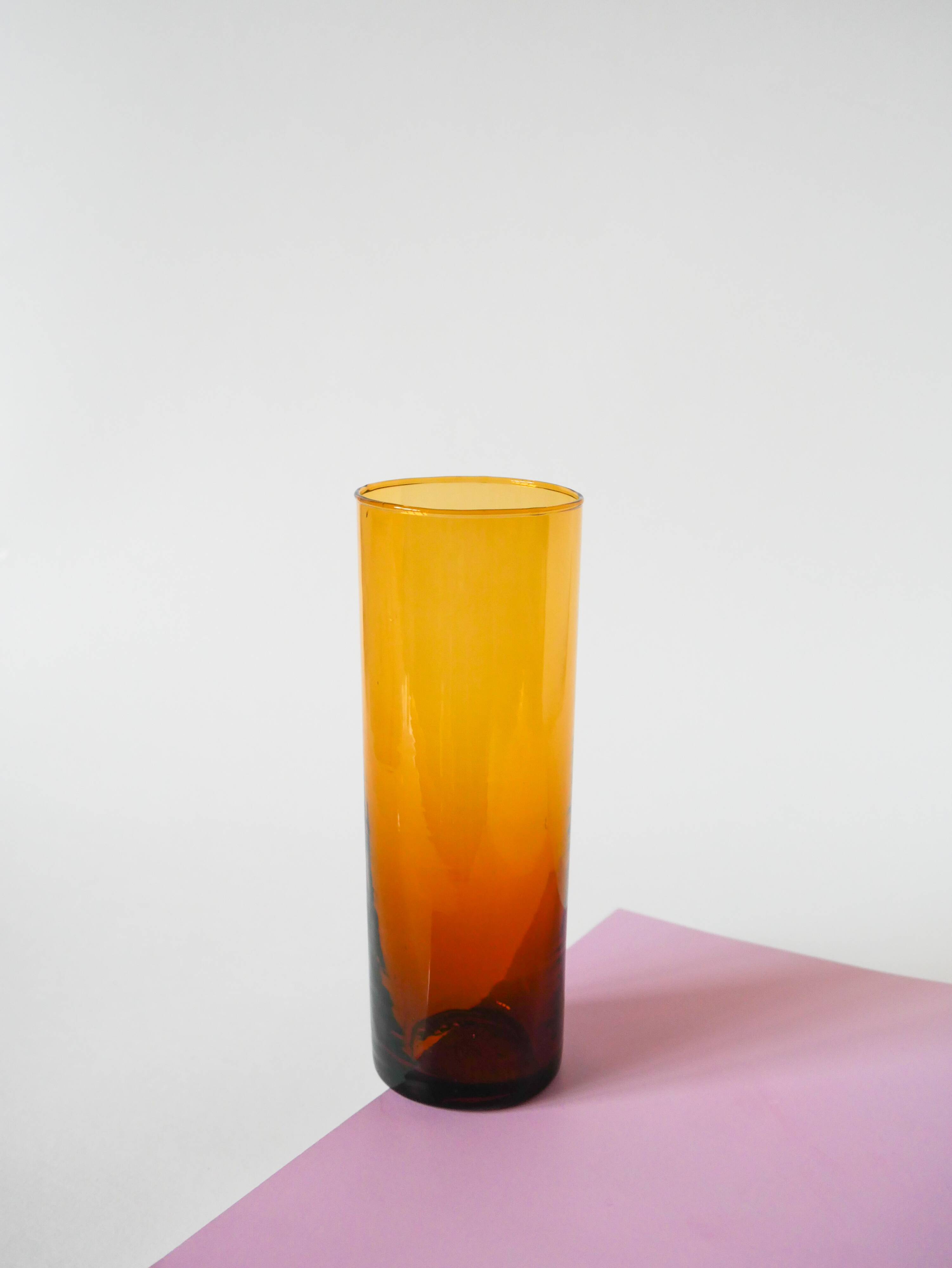 Set of 5 amber Long Drink glasses, 1970