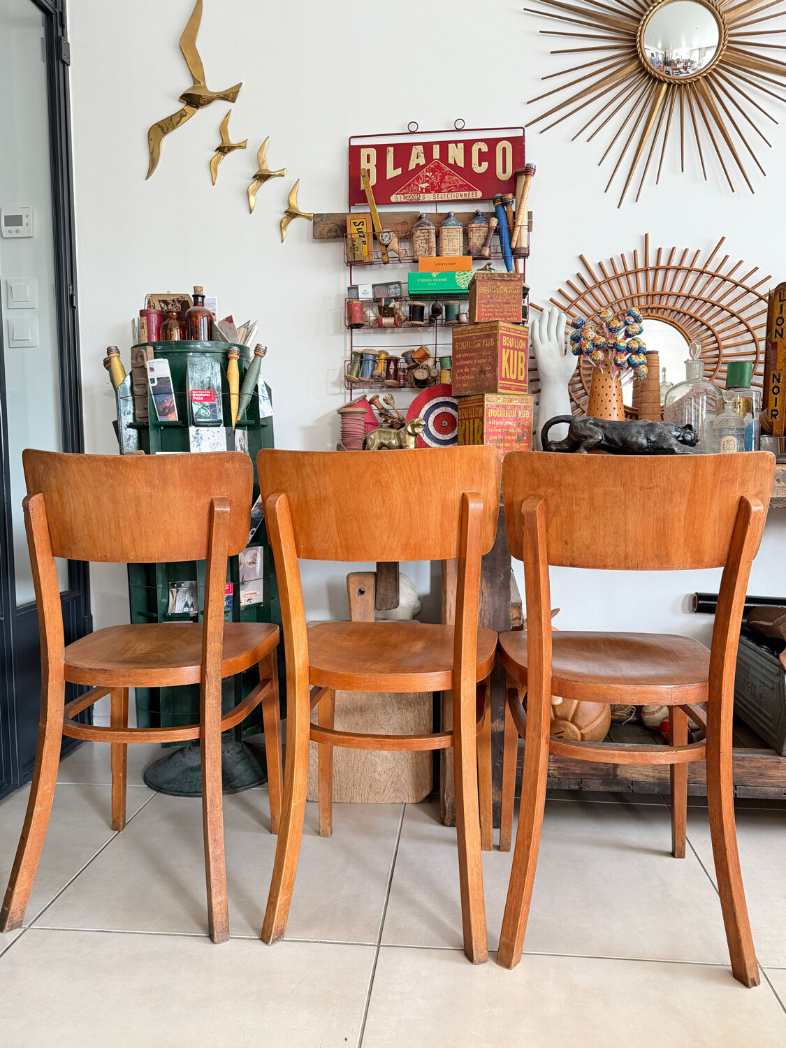 Set of 3 vintage Thonet bistro chairs