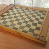 Old Double Board Game of Goose & Checkers Game in Vintage Wood #A694