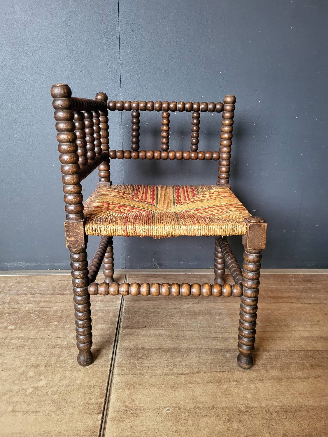 Authentic old corner armchair chair, fireside type, in good condition