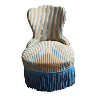 Fauteuil crapaud en velours bleu