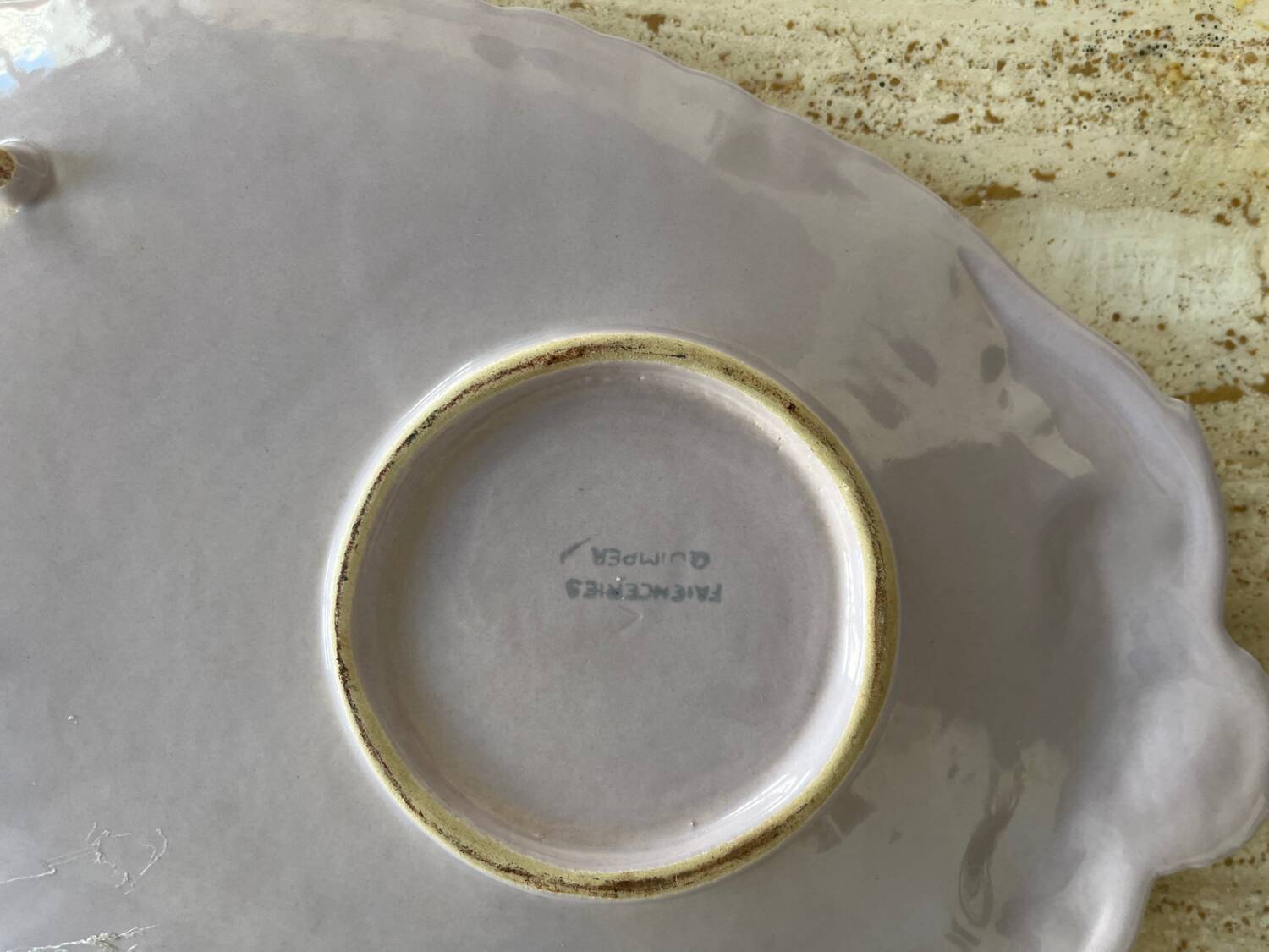 Quimper mauve earthenware dish