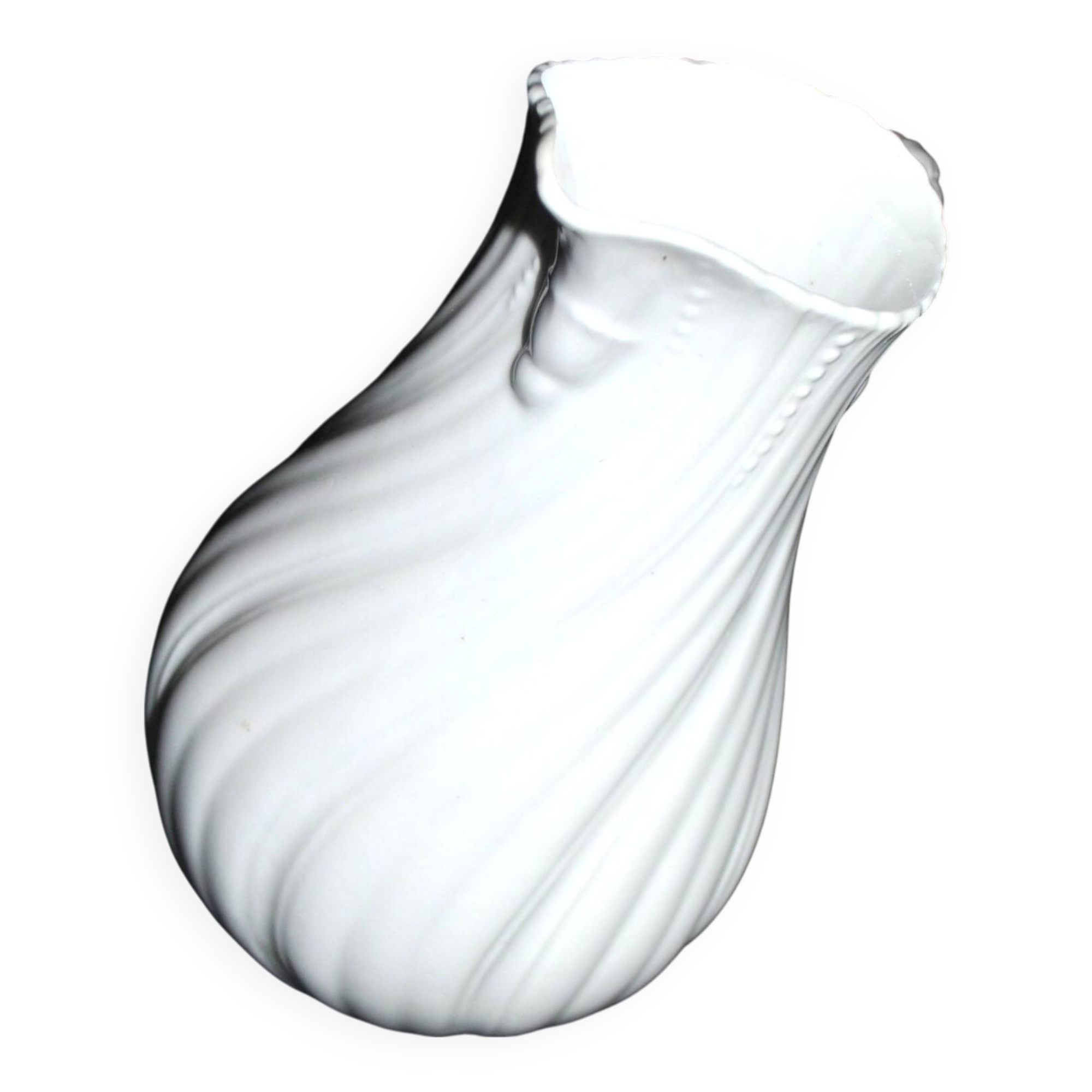 Antique Sarreguemines porcelain pitcher, plain Viennese pattern