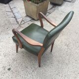 Chair low eighties in bottle green leatherette