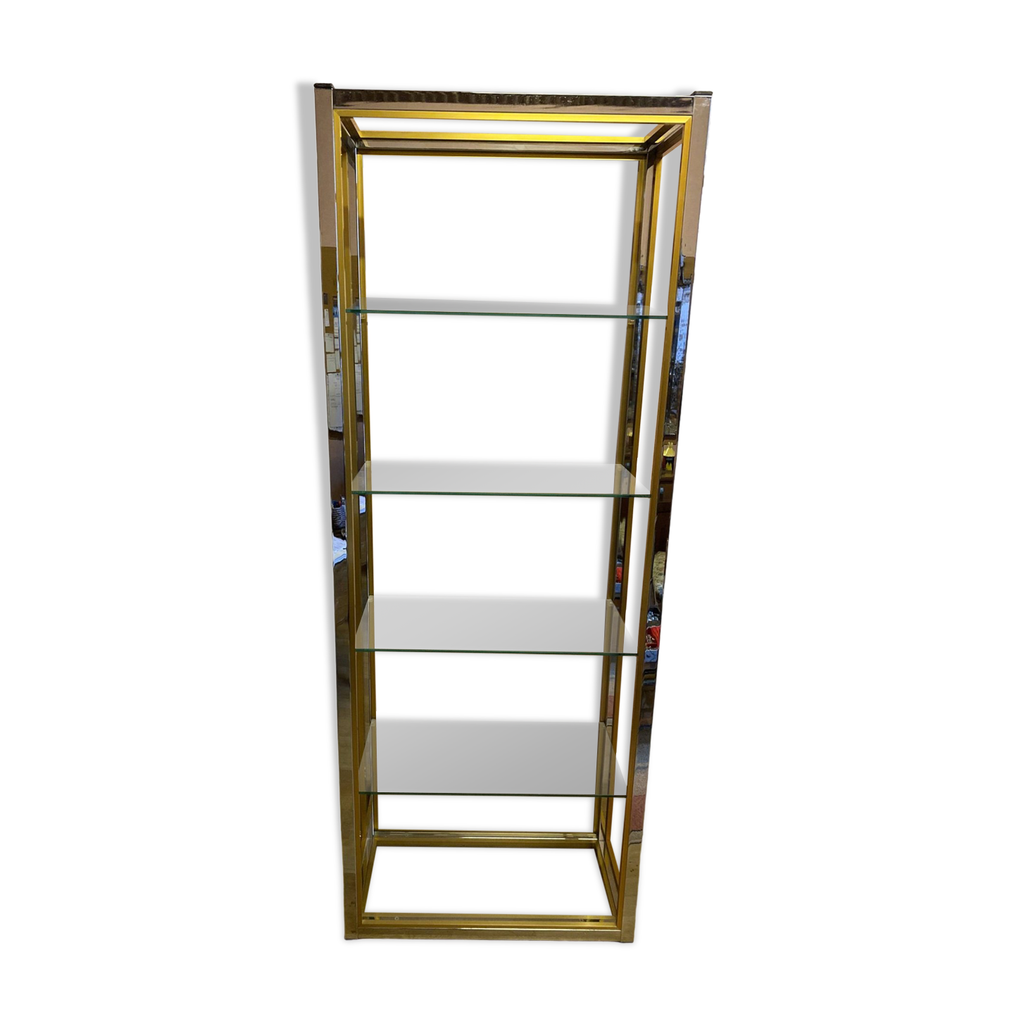 Silver and gold metal shelf, from the 80s.