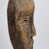 Masque passeport Dan ancien en bois sculpté 15 cm, avec support