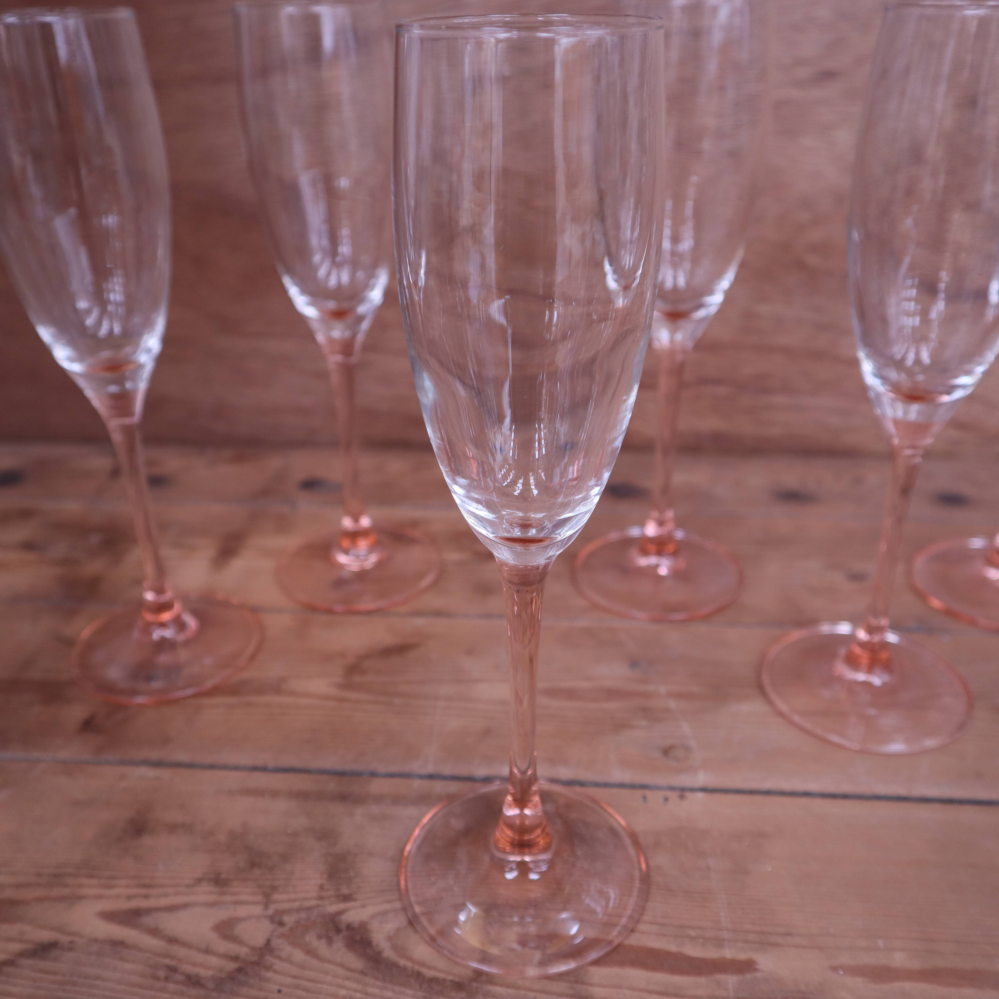 Champagne glasses Arcoroc Luminarc France pink stem