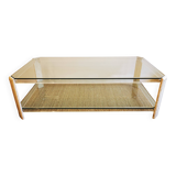 Italian travertine, perspex and glass coffee table, circa 1970