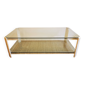 Italian travertine, perspex and glass coffee table, circa 1970