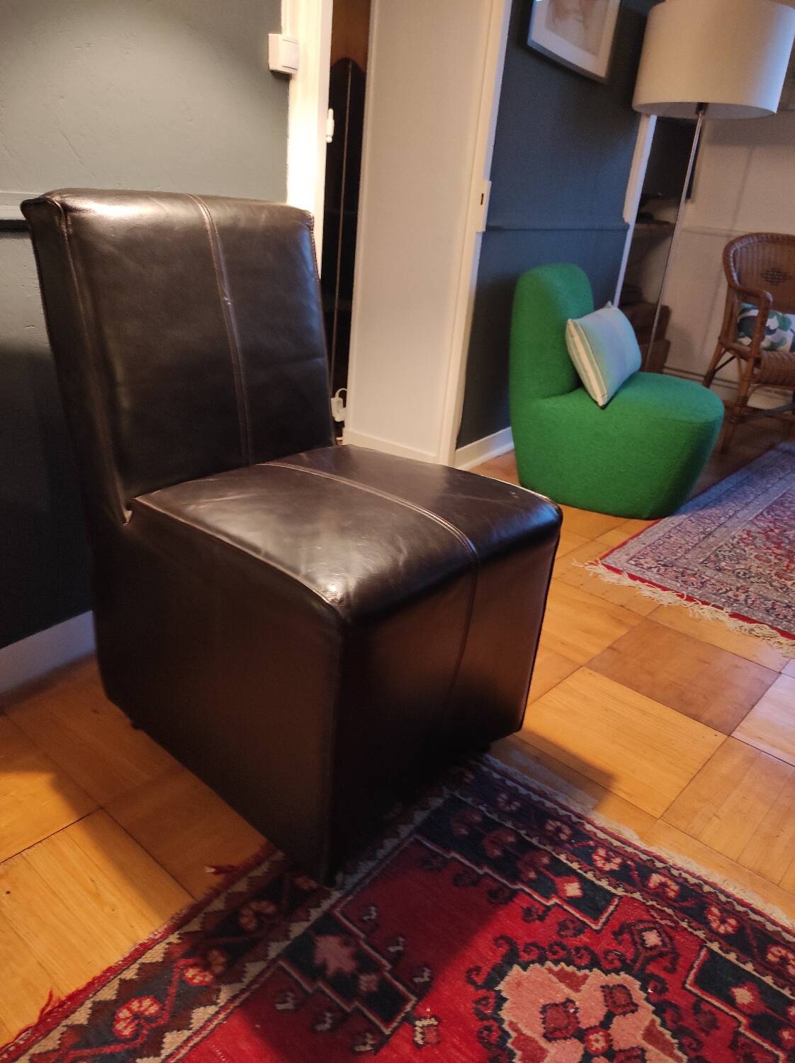 Brown leather armchair