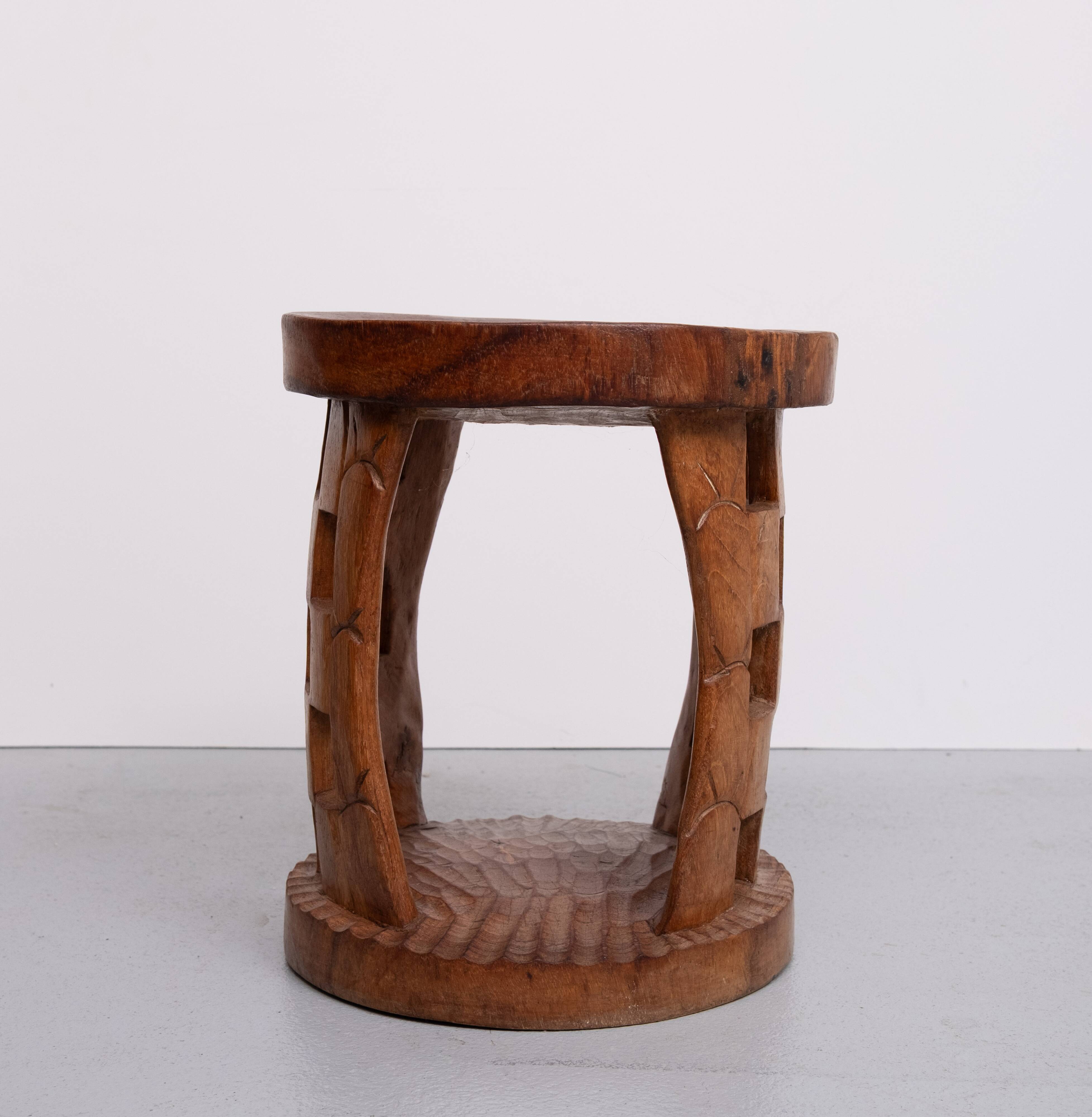 African hand carved stool Cameroon 1950s