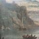 Oil on canvas "Seascape and Mountains" 19th century