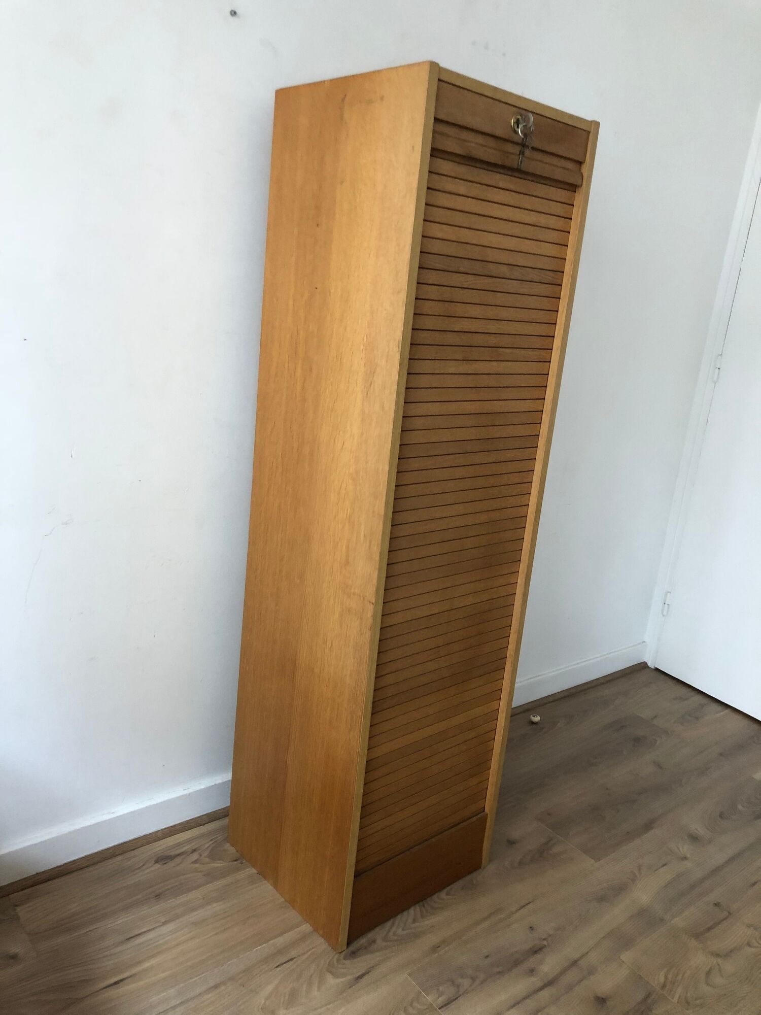 Classeur à rideau vintage en bois année 50/60
