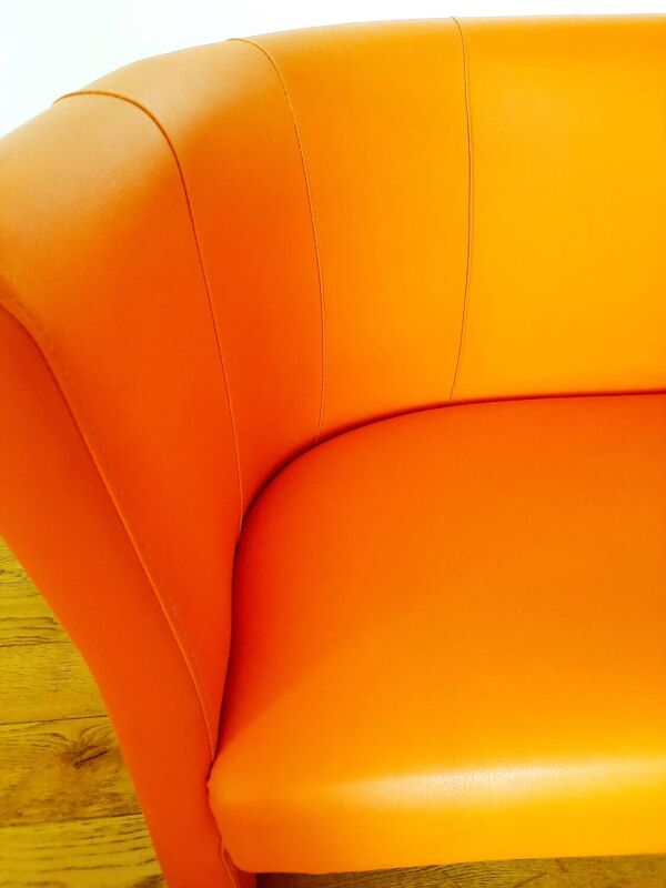Canapé 3 places, banquette vintage orange Gulf