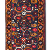 Traditional blue tribal runner rug handmade oriental wool carpet runner 140x215cm