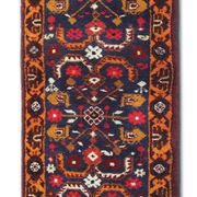 Traditional blue tribal runner rug handmade oriental wool carpet runner 140x215cm